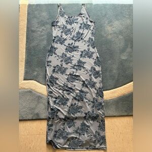 Slinky floral blue maxi dress